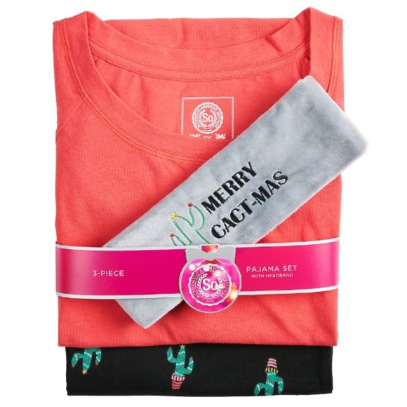 SO Soft & Cozy 3-pc Pajama Set with Headband NWT - Picture 2 of 6